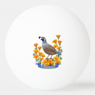 California Staat Bird Quail & Golden Poppy Tischtennisball