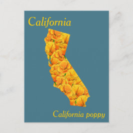 California Staat Blume Collage Map Postkarte