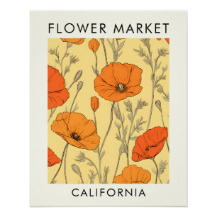 California Staat Blume Market Poster