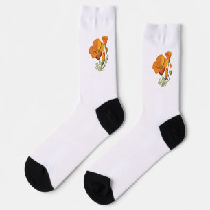 California Staat Blume Orange Poppy Crew Socken