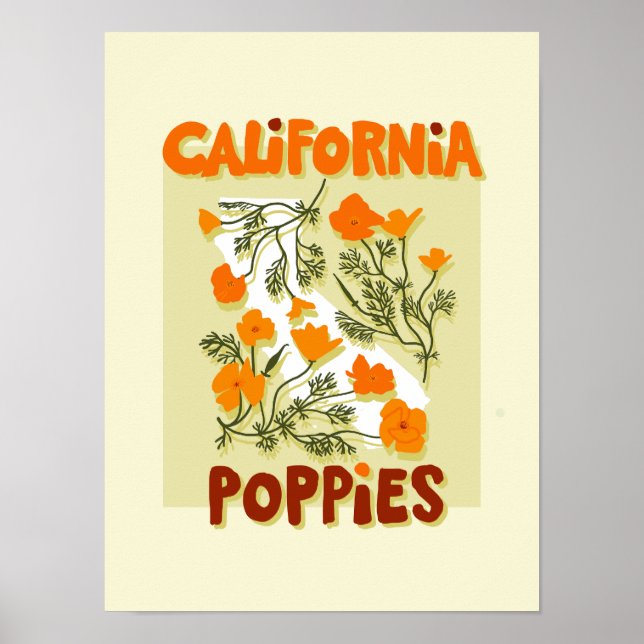 California Staat Blume Poppies Wildblumen Poster (Vorne)
