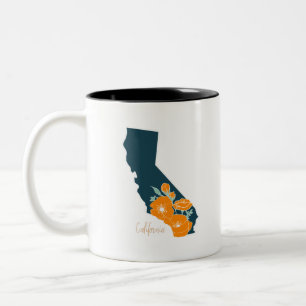 California Staat Blume Poppy Silhouette Floral Zweifarbige Tasse