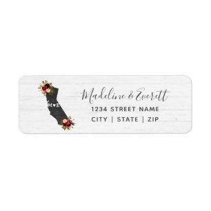 California Staat Floral Wedding Rücksendeadresse