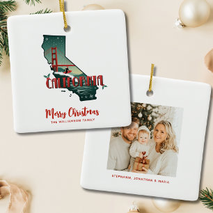 California Staat Foto Weihnachten Keramikornament