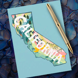 California Staat Illustriert Map Postkarte