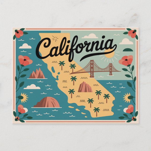 California Staat illustrierte Karte (Vorderseite)