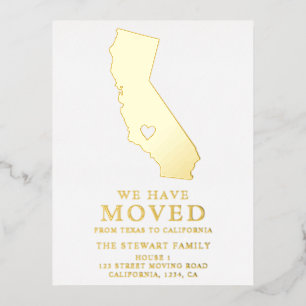 California Staat kartografieren Goldenen Herz Zuha Folie Einladungspostkarte