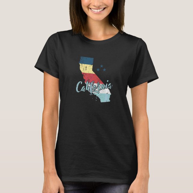California Staat Kontur Karte T-Shirt (Vorderseite)