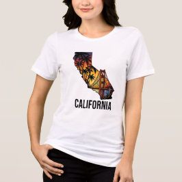 California Staat Kontur Tattoo Style Palmen Tri-Blend Shirt