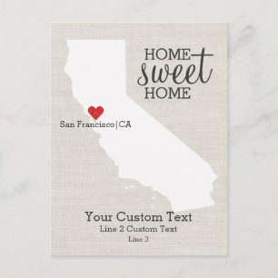 California Staat Liebe Map Zuhause Sweet Zuhause C Ankündigungspostkarte