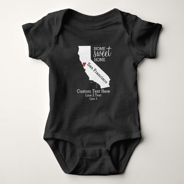 California Staat Liebe Zuhause Sweet Zuhause Custo Baby Strampler (Vorderseite)
