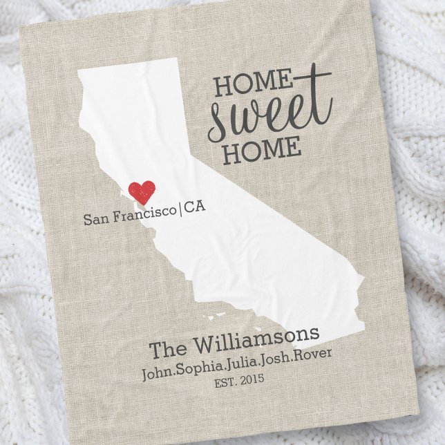 California Staat Liebe Zuhause Sweet Zuhause Custo Fleecedecke (Von Creator hochgeladen)