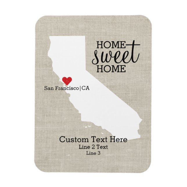 California Staat Liebe Zuhause Sweet Zuhause Custo Magnet (Vertikal)