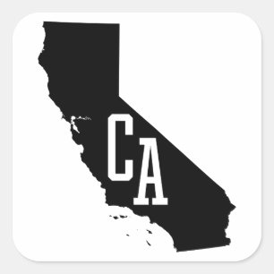 California Staat Map CA AbkürzungsStickers Quadratischer Aufkleber