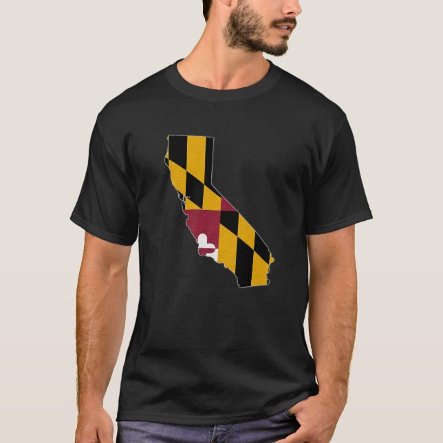 CALIFORNIA STAAT MAP MARYLAND MD Flag Roots Men Wo T-Shirt (Vorderseite)