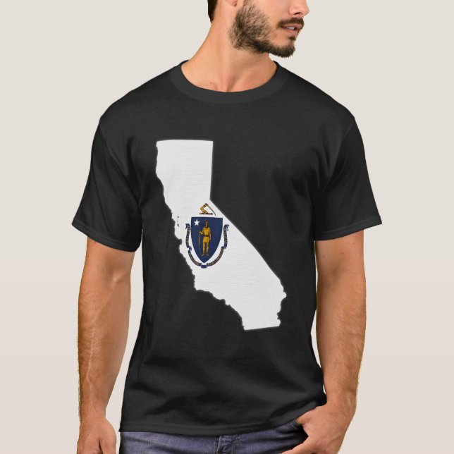 California Staat Map Massachusetts Ma Flag Roots T-Shirt (Vorderseite)