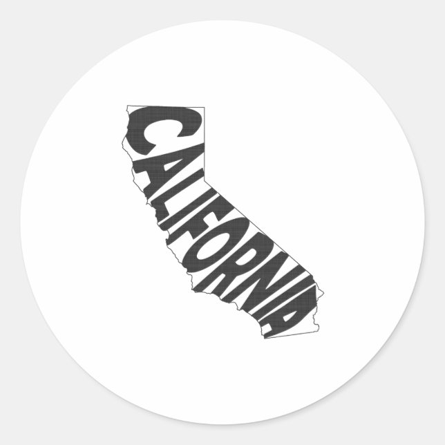 California Staat Name Word Art Black Runder Aufkleber (Vorderseite)