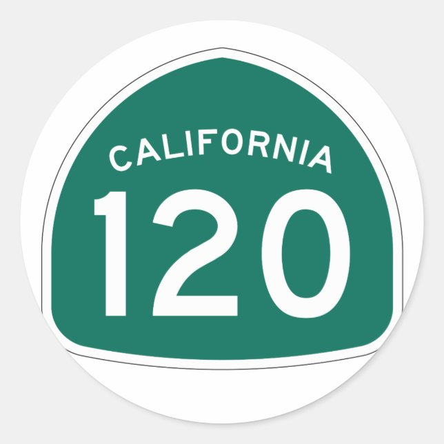 California Staat Route 120 Runder Aufkleber (Vorderseite)