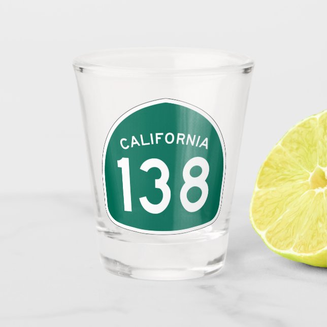 California Staat Route 138 Schnapsglas (Vorderseite)