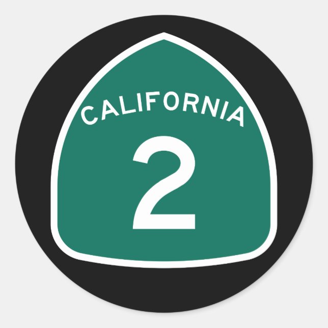 California Staat Route 2 Klassischer Rundaufkleber Runder Aufkleber (Vorderseite)
