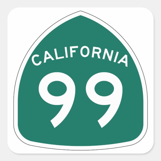 California Staat Route 99 Quadratischer Aufkleber (Vorderseite)