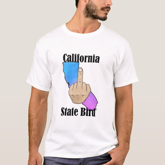 California Staat Vogel T - Shirt Mittelfinger (Vorderseite)