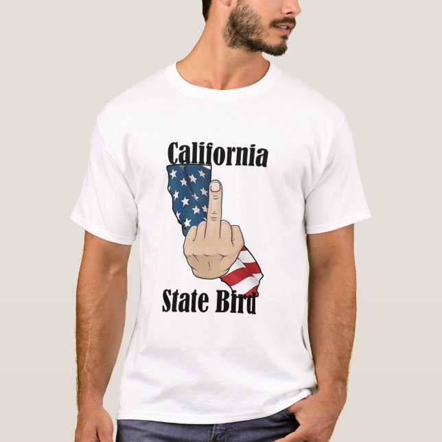 California Staat Vogel T - Shirt Mittelfinger (Vorderseite)