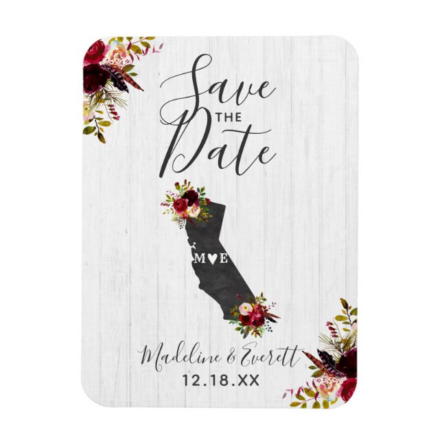 California Staat Zielort Rustikal Save the Date Magnet (Vertikal)