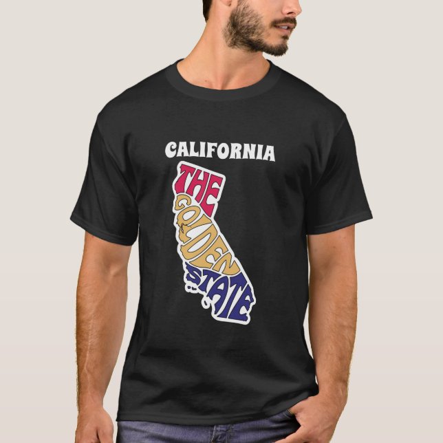 California Staaten Nickname Word Art T-Shirt (Vorderseite)