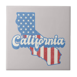 California Stars & Stripes Silhouette Fliese
