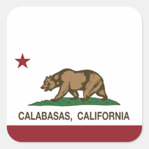 California State Flag Calabasas Quadratischer Aufkleber