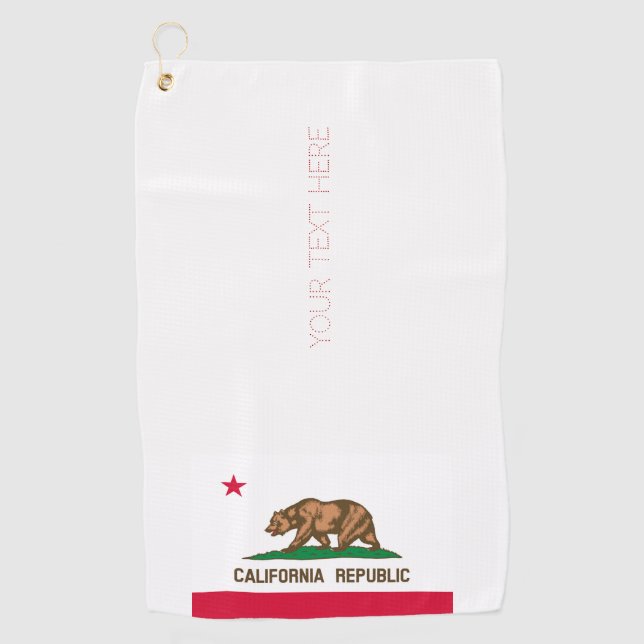 California State Flag Design Your Text on a a a a  Golfhandtuch (Vorderseite)