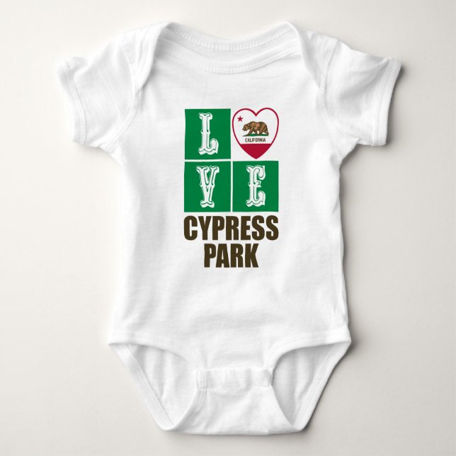 California State Flag Heart Cypress Park Baby Strampler (Vorderseite)