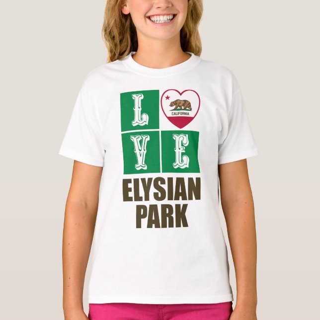California State Flag Heart Elysian Park T-Shirt (Vorderseite)