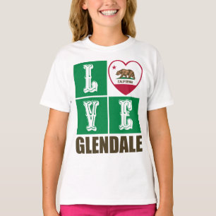 California State Flag Heart Glendale T-Shirt