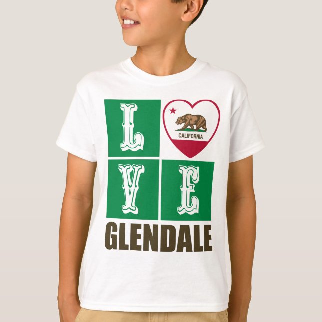 California State Flag Heart Glendale T-Shirt (Vorderseite)