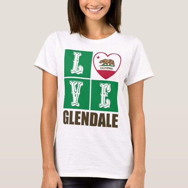 California State Flag Heart Glendale T-Shirt (Vorderseite)