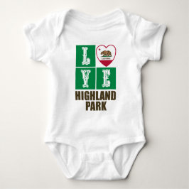 California State Flag Heart Highland Park Baby Strampler