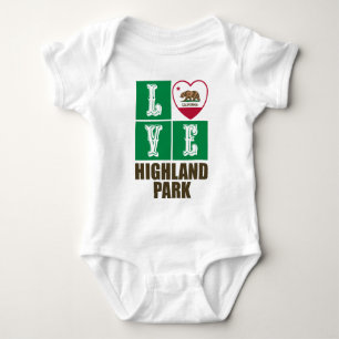 California State Flag Heart Highland Park Baby Strampler