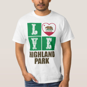 California State Flag Heart Highland Park T-Shirt