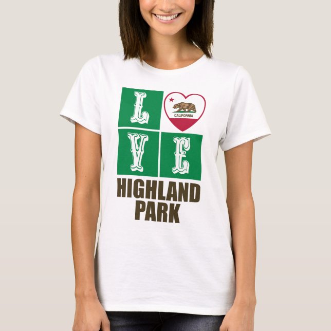California State Flag Heart Highland Park T-Shirt (Vorderseite)
