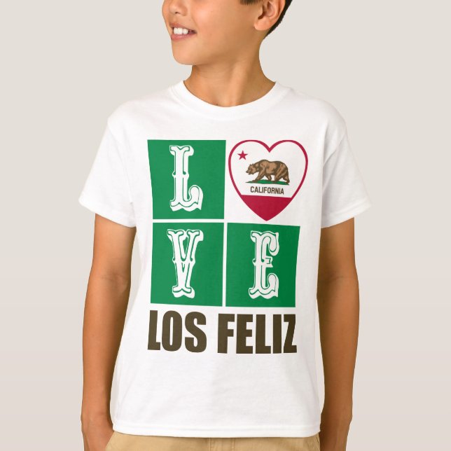 California State Flag Heart Los Feliz T-Shirt (Vorderseite)