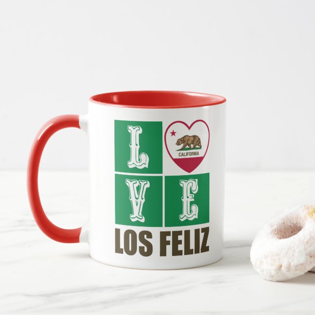 California State Flag Heart Los Feliz Tasse (Mit Donut)