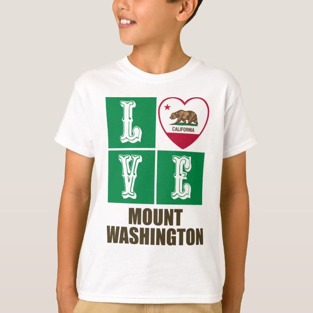 California State Flag Herz Liebe Mount Washington T-Shirt (Vorderseite)