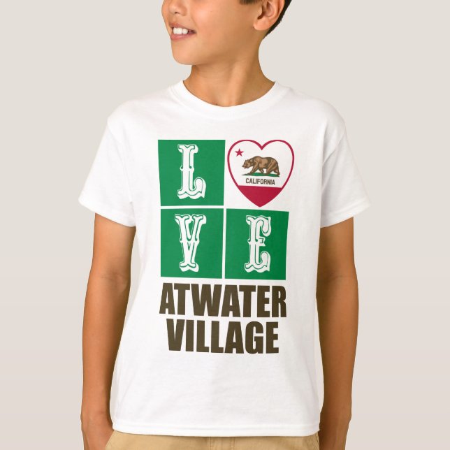 California State Flag Herzstück Liebe Atwater Vill T-Shirt (Vorderseite)