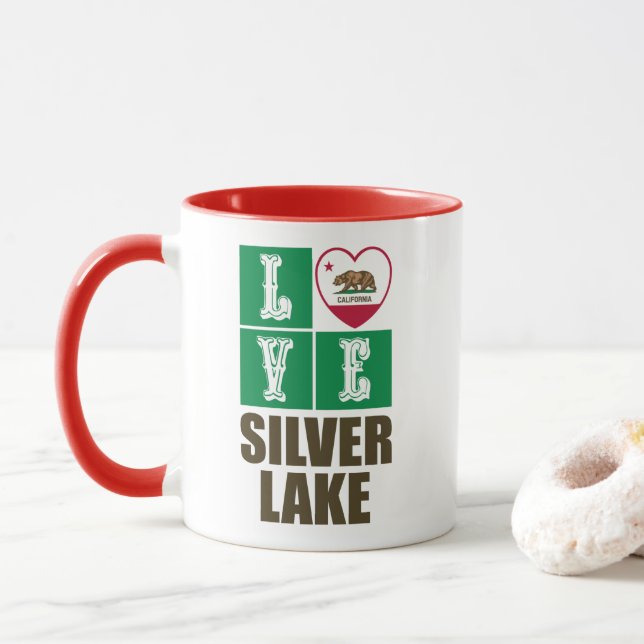 California State Flag Herzstück Silbersee Tasse (Mit Donut)