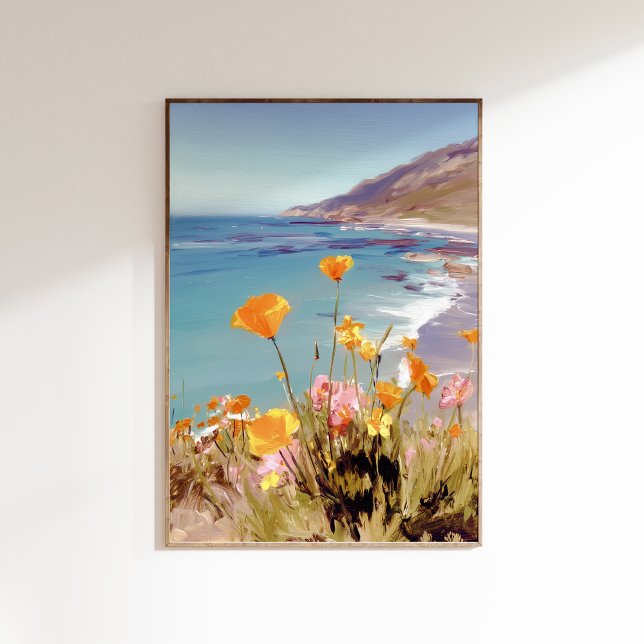 California State Flower  Poppies Art print Poster (california poppy, state flower art, poppy wall art, botanical print, california decor, wildflower ar)