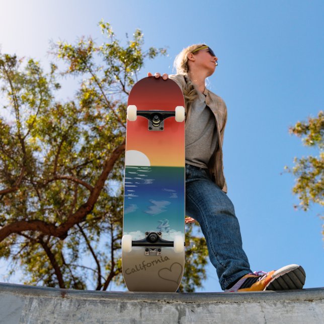 California Sunset | Beach Sand Heart Skateboard (Außenbereich 1)