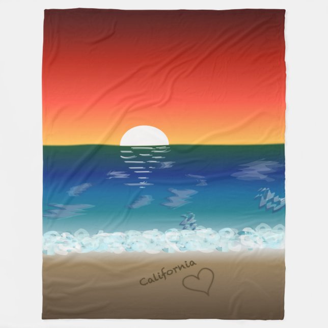 California Sunset | Hintergrund des Sandstrands Fleecedecke (Vorderseite)
