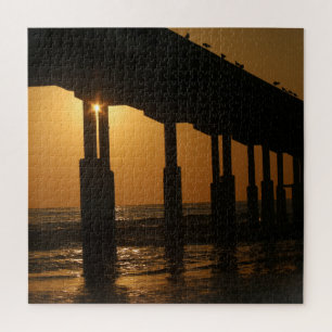 California Sunset Ocean Beach Pier San Diego Puzzle
